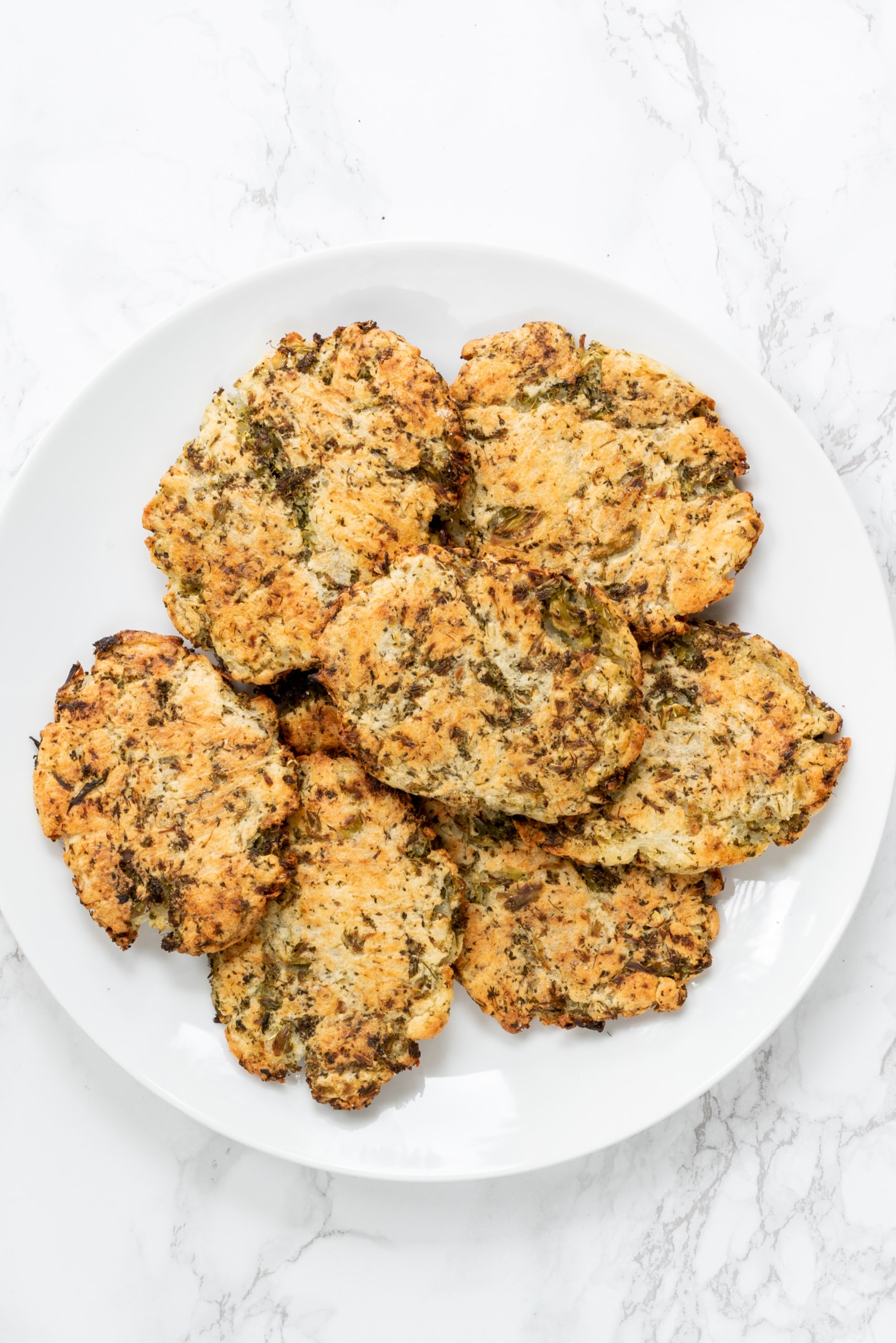 A plate of broccoli potato hashbrowns.