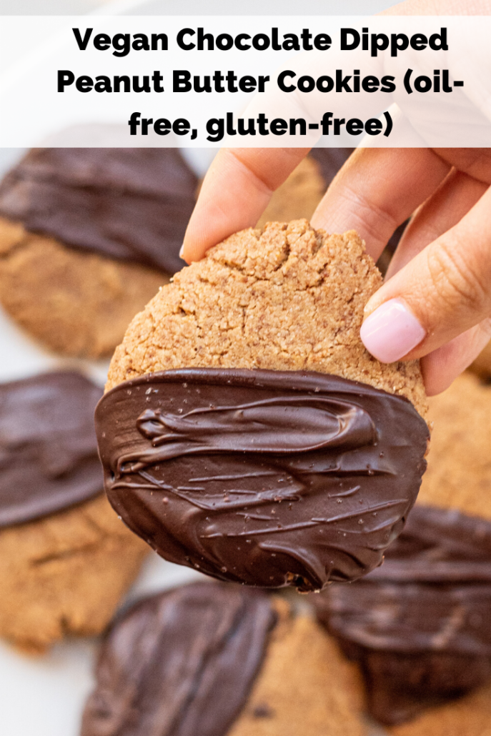 Vegan Chocolate Dipped Peanut Butter Cookies Picture