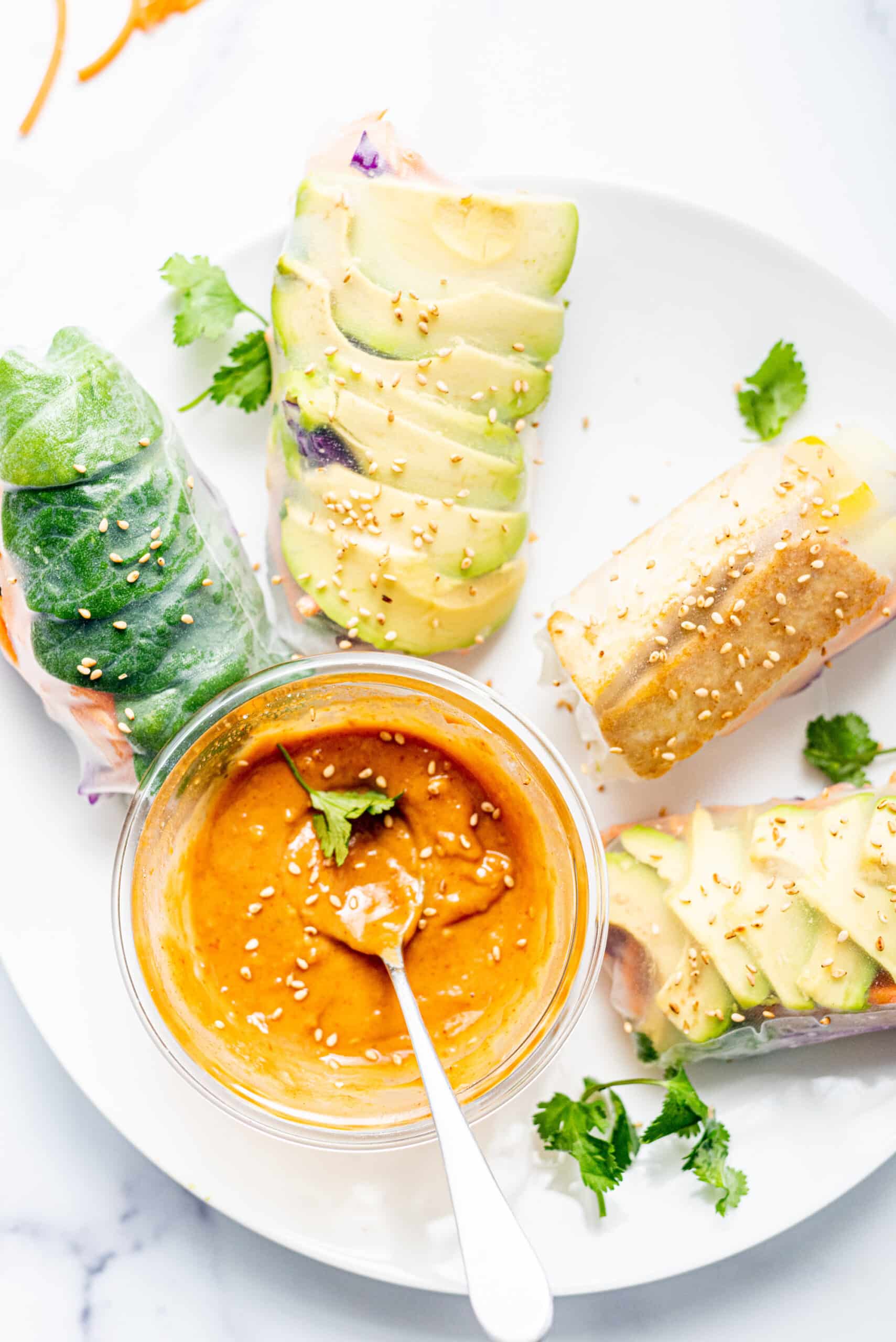 Easy Vegan Summer Rolls (with peanut sauce!) - HealthyGirl Kitchen