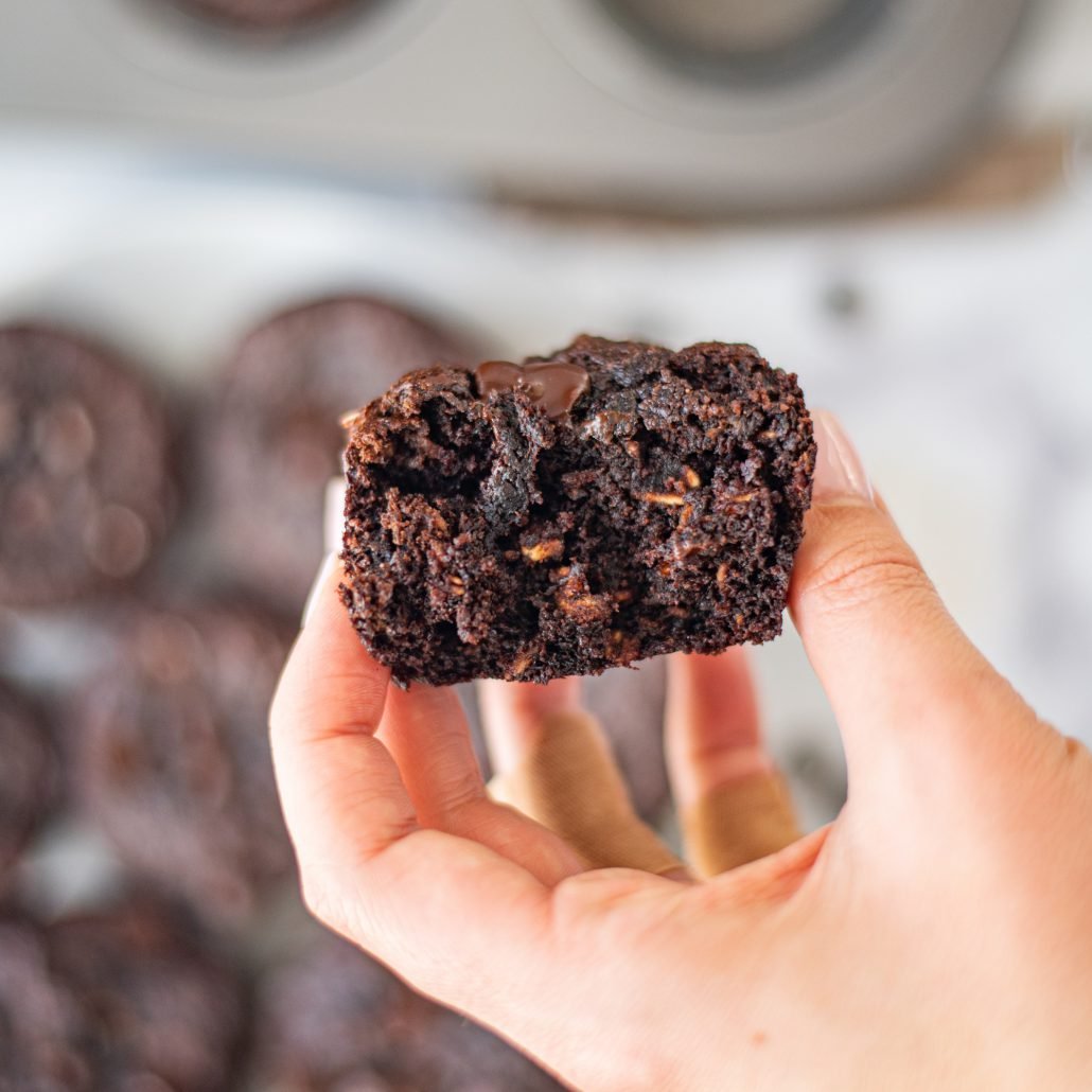 Vegan Chocolate Peanut Butter Banana Muffins