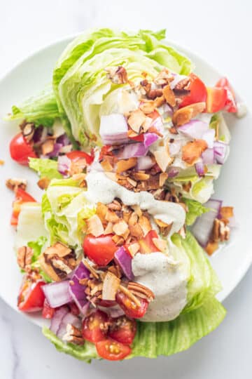 A plate of wedge salad.