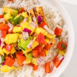 This Tofu Dinner Bowl is going to be on rotation for dinner! It is so easy, vibrant and flavorful!