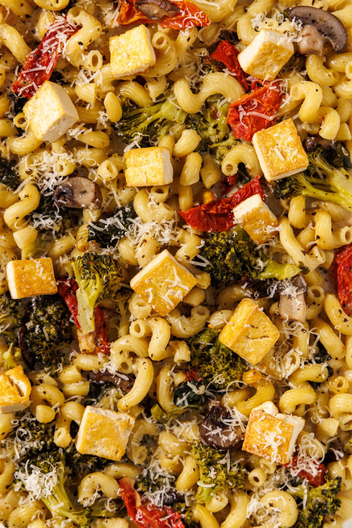 Close up of the one pan tuscan pasta.