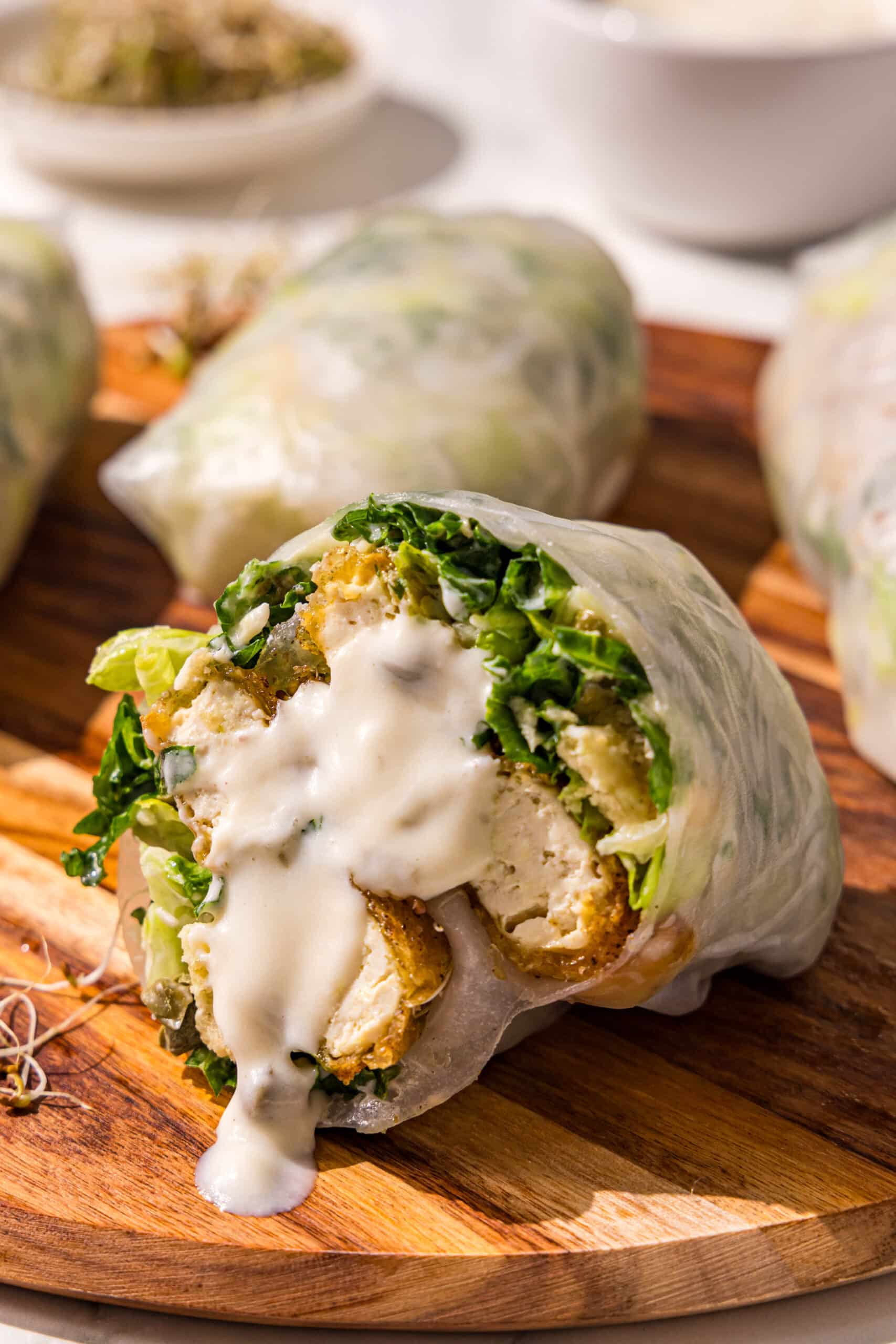 Vegan Caesar Salad Spring Rolls - HealthyGirl Kitchen